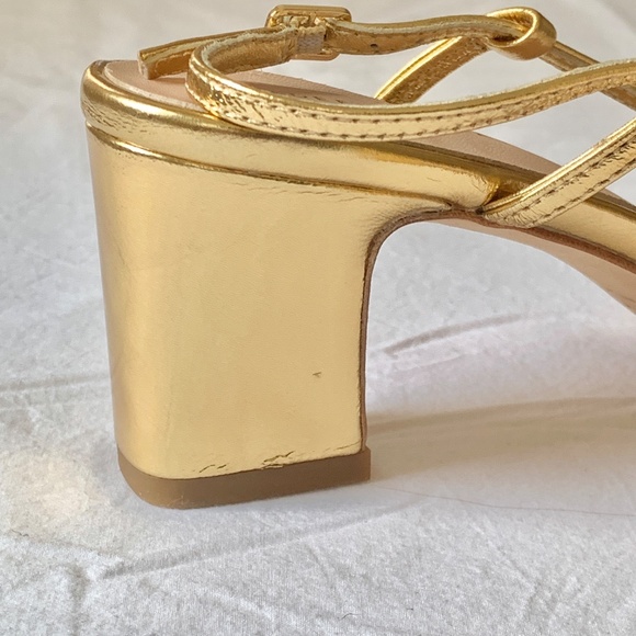 Loeffler Randall Priscilla Leather Heels Gold 7 - Picture 7 of 13